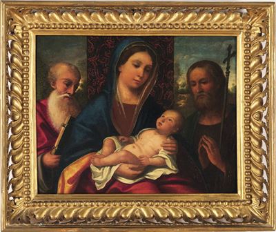 Scuola Veneta del XVI Secolo Sacra Conversazione con Sa Gerolamo e San Giovanni Battista