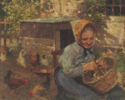 Anziana e Galline