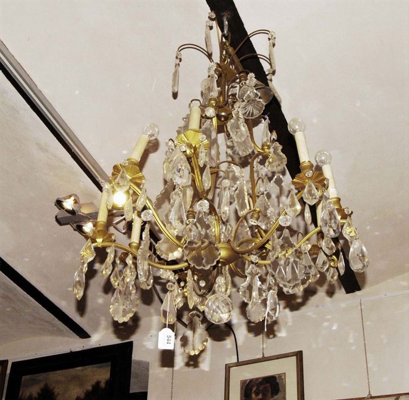 Lampadario in ottone a nove luci  - Auction Old Paintings and Furnitures - Cambi Casa d'Aste