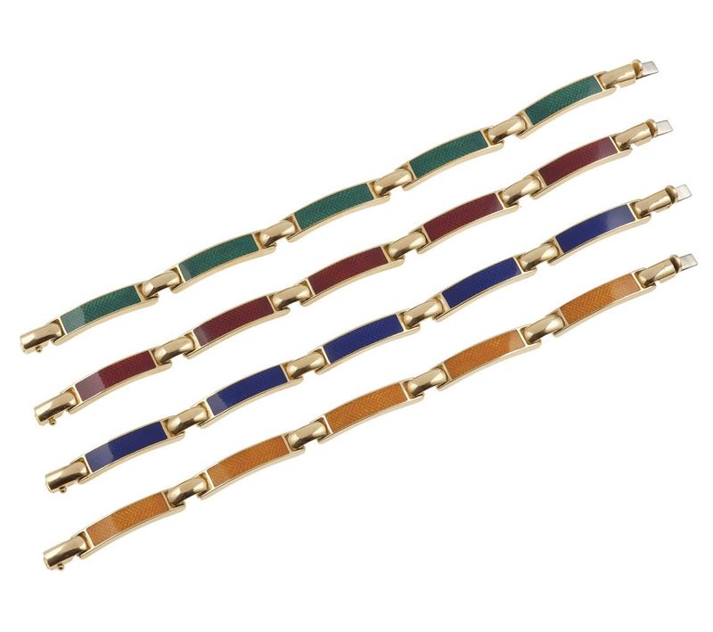 Quattro bracciali con smalti  - Asta Vintage Jewellery - Cambi Casa d'Aste