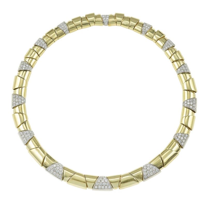 Diamond and gold necklace. Fitted case signed Pederzani  - Auction Fine Jewels - Cambi Casa d'Aste