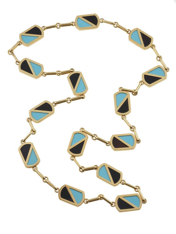 Sautoir con inserti in onice e turchese