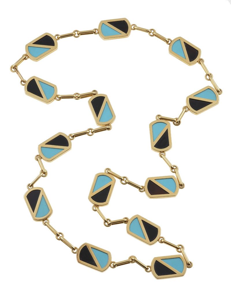 Sautoir con inserti in onice e turchese  - Asta Fine Jewels - Cambi Casa d'Aste