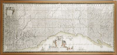 Chafrion, Joseph (1653-1698) Carta del la Riviera De Genova con Sus Verdaderos Confines Y Caminos...