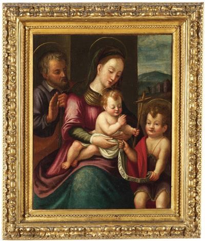 Scuola del XVI Secolo Sacra Famiglia con San Giovannino