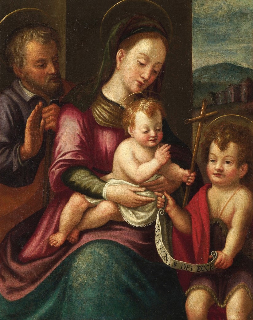 Scuola del XVI Secolo Sacra Famiglia con San Giovannino
