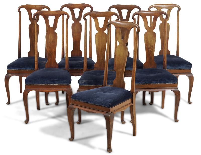 Otto sedie con schienale a cartella. XIX secolo  - Auction Antique - Cambi Casa d'Aste