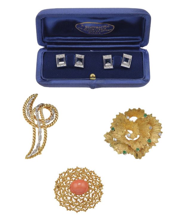Group of gem-set and gold jewels