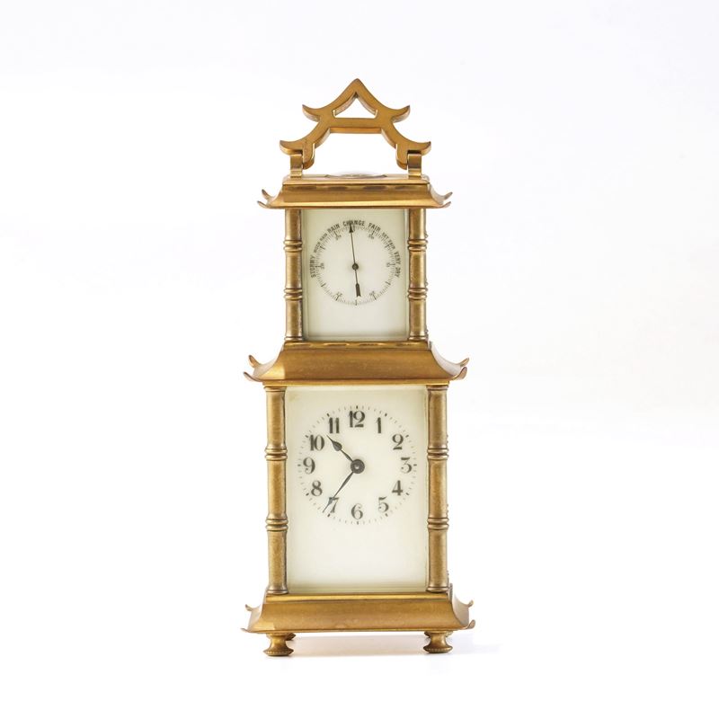 Officielle in ottone a pagoda, Inghilterra XIX-XX secolo  - Auction Pendulum and clocks - Cambi Casa d'Aste