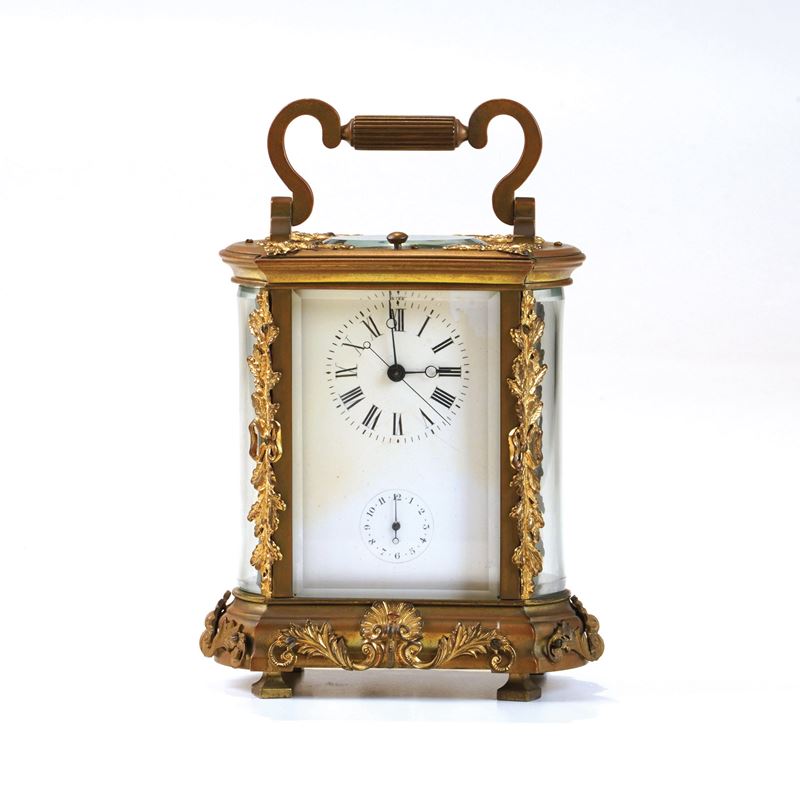 Officielle in ottone a due quadranti, XIX secolo  - Asta Pendole e orologi  - Cambi Casa d'Aste