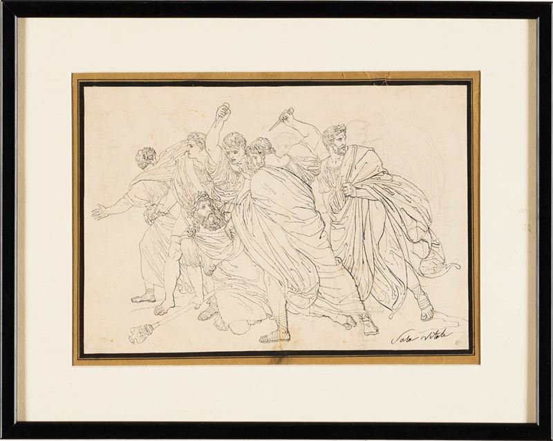 Vitale Sala : La morte di Cesare  - china e matita su carta - Auction Painting of the XIX-XX century - Cambi Casa d'Aste
