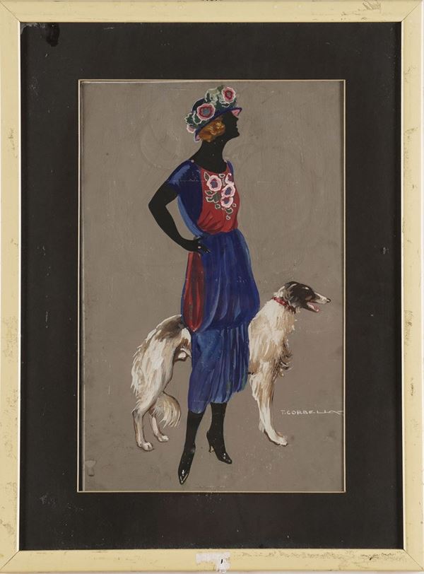 Tito Corbella - Figura femminile con cane