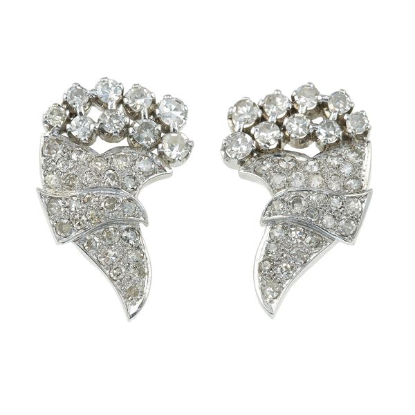 Pair of diamond and platinum earrings