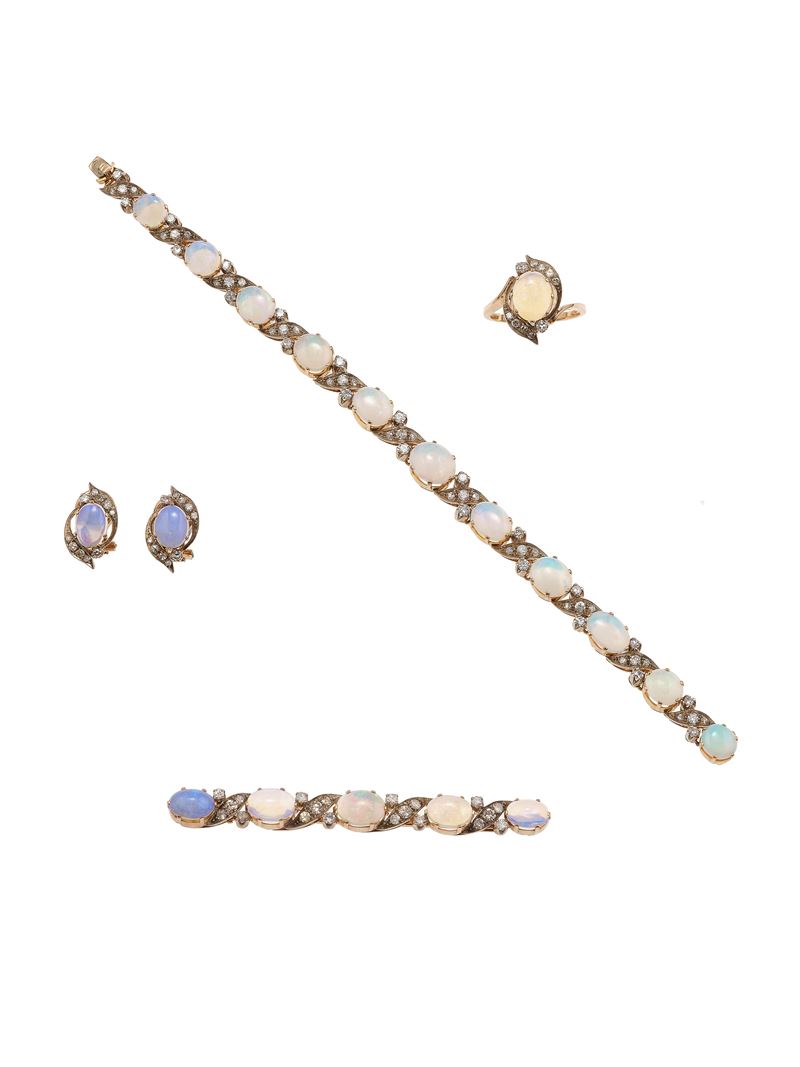 Opal, diamond and gold parure  - Auction Jewels - Cambi Casa d'Aste