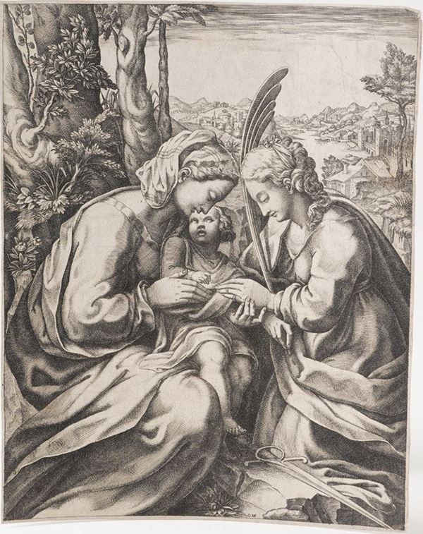 Ghisi Giorgio, Mantova (1520-1582) Matrimonio mistico di Santa Caterina (1575)