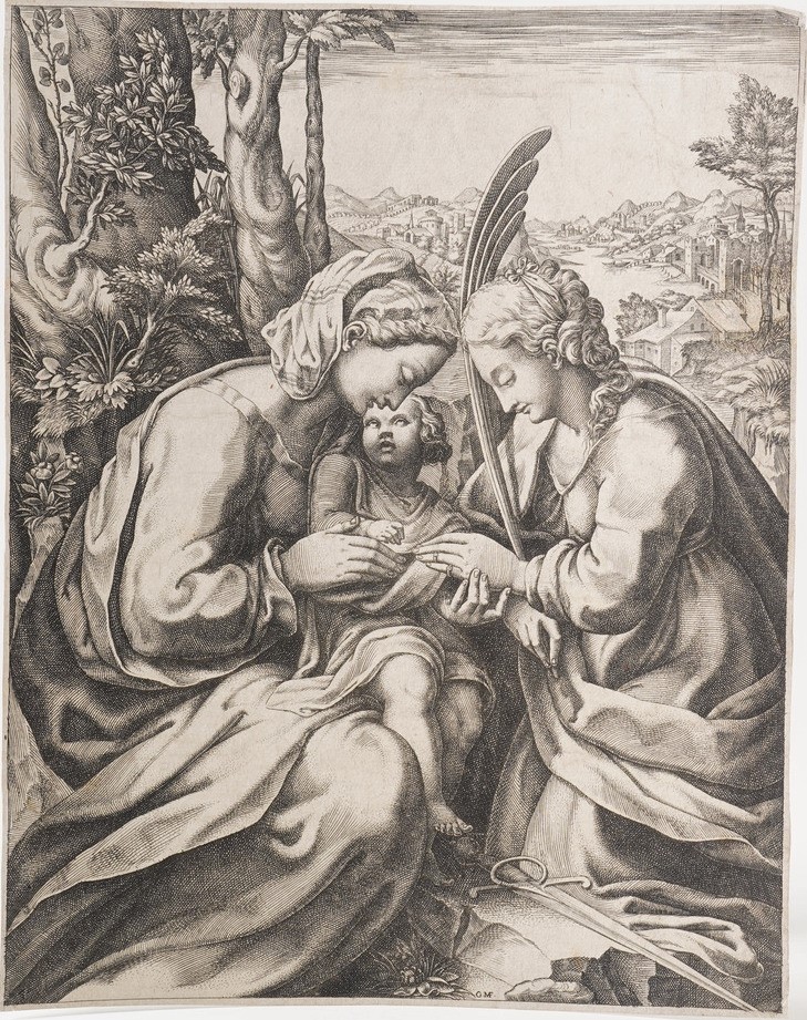 Ghisi Giorgio, Mantova (1520-1582) Matrimonio Mistico di Santa Caterina (1575)