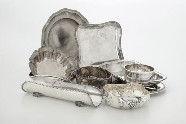 Lotto di oggetti in argento. Argenteria italiana del XX secolo