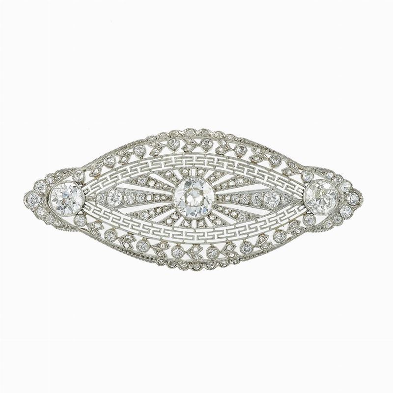 Diamond and platinum brooch  - Auction Fine Jewels - Cambi Casa d'Aste