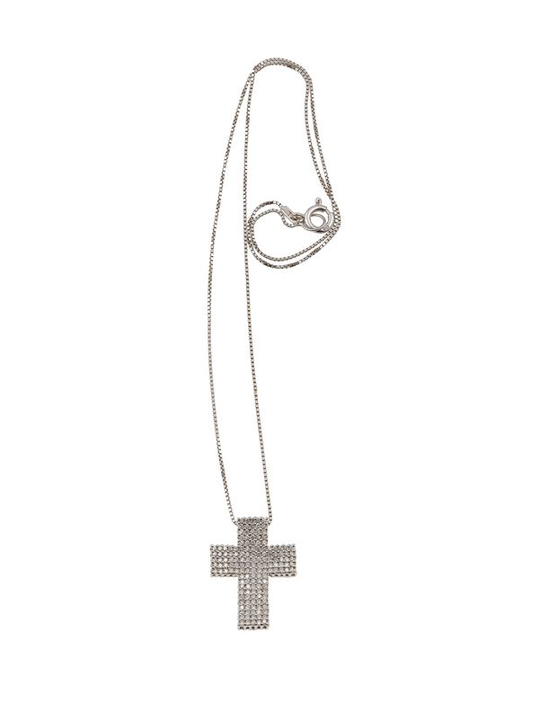 Diamond and gold cross pendant necklace
