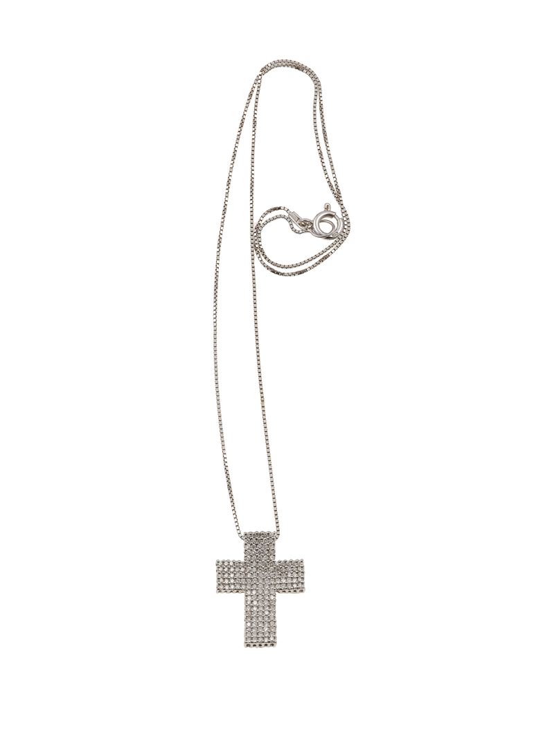 Diamond and gold cross pendant necklace  - Auction Jewels - Cambi Casa d'Aste