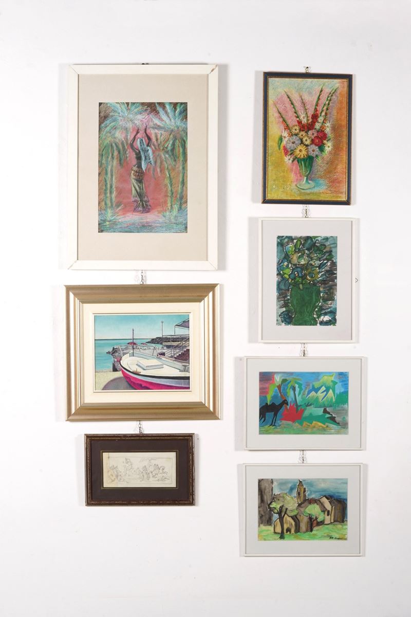 Lotto di sette dipinti di vario genere e tecniche  - Asta Antiquariato  - Cambi Casa d'Aste