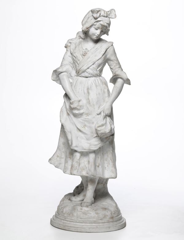 Scultura di ragazza. Francia (?), fine del XIX secolo.
