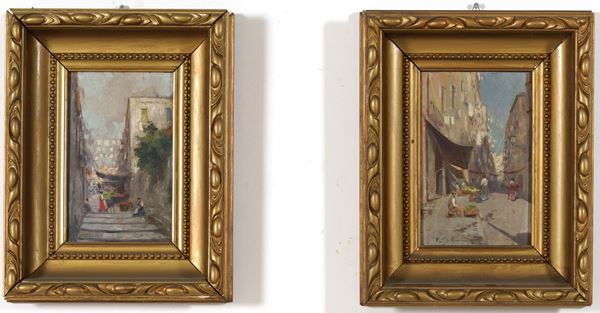 Pittore del XIX-XX secolo Coppia di vedute