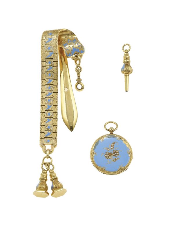 CHATELAINE e monachina con smalti e perle