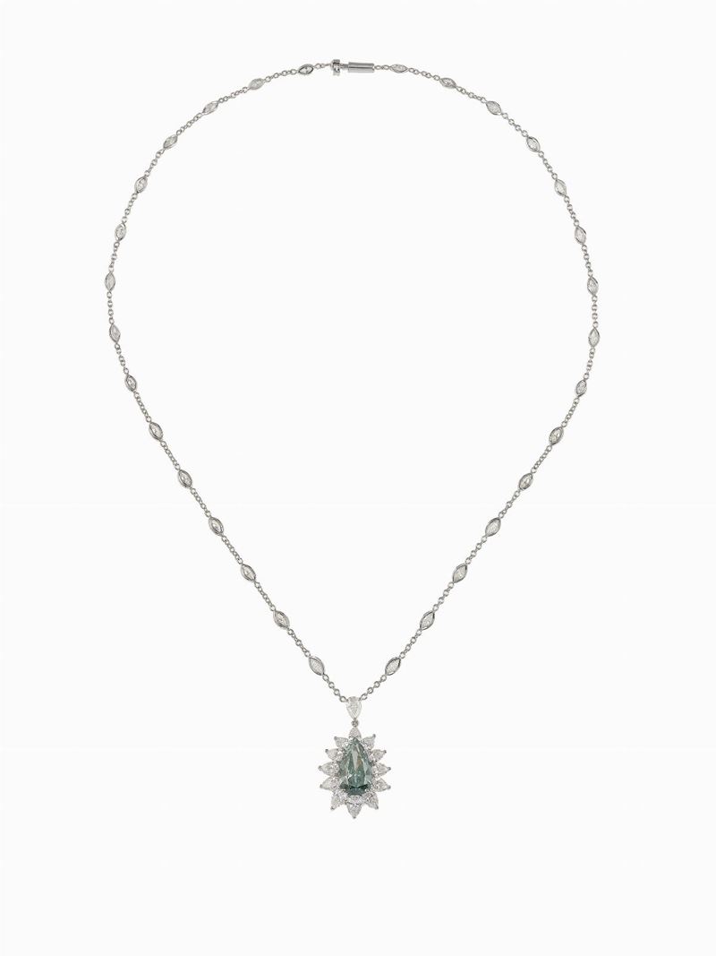 Irradiated fancy diamond and gold pendant  - Auction Fine Jewels - Cambi Casa d'Aste