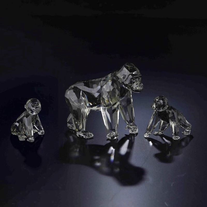 Famiglia di Gorilla Swarovski scs edizione annuale 2009  - Auction Swarovski: Crystalized Elegance - Cambi Casa d'Aste