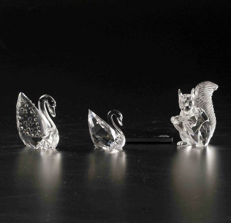 Cigni e Scoiattolo Swarovski scs edizione memoriale del 100° anniversario  - Auction Swarovski: Crystalized Elegance - Cambi Casa d'Aste