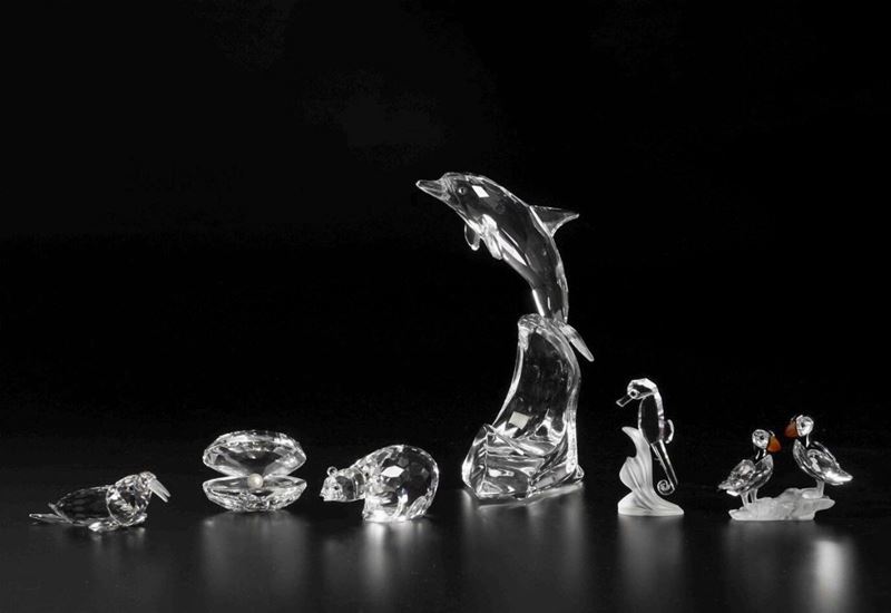 Lotto di figure marine ed antartiche Swarovski  - Asta Swarovski: Crystalized Elegance - Cambi Casa d'Aste