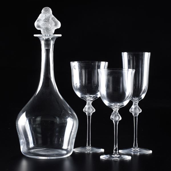 Servizio di bicchieri “Roxane” Francia, Manifattura Lalique, ultimo terzo del Novecento 