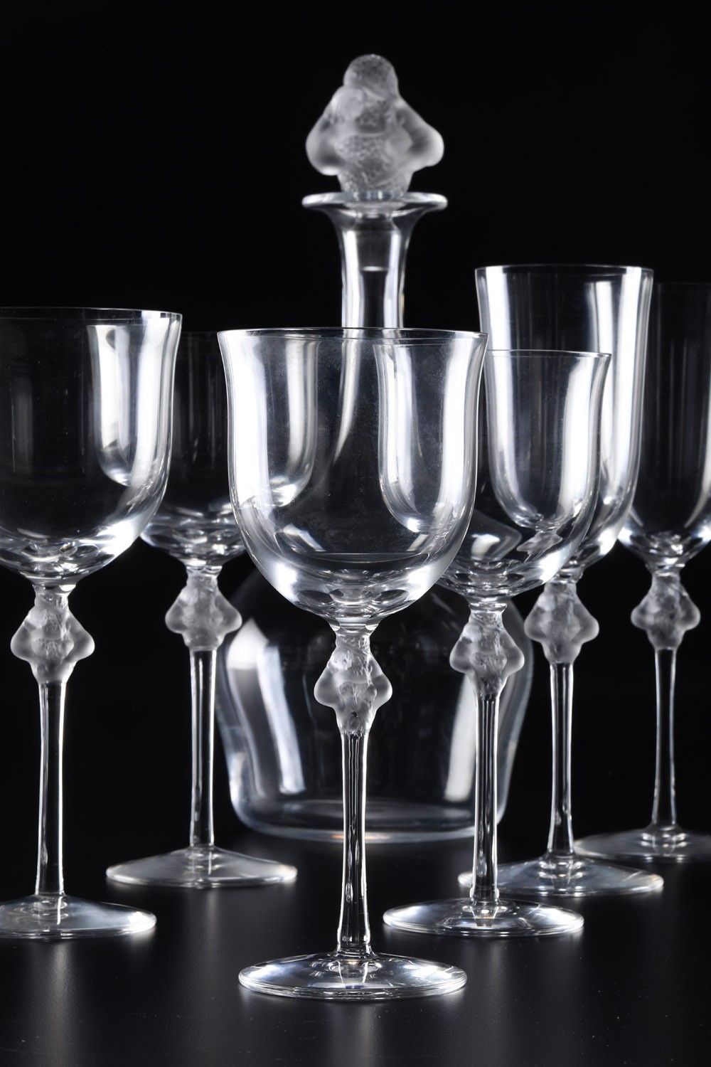 Servizio di Bicchieri “roxane”francia, Manifattura Lalique, Ultimo Terzo del Novecento