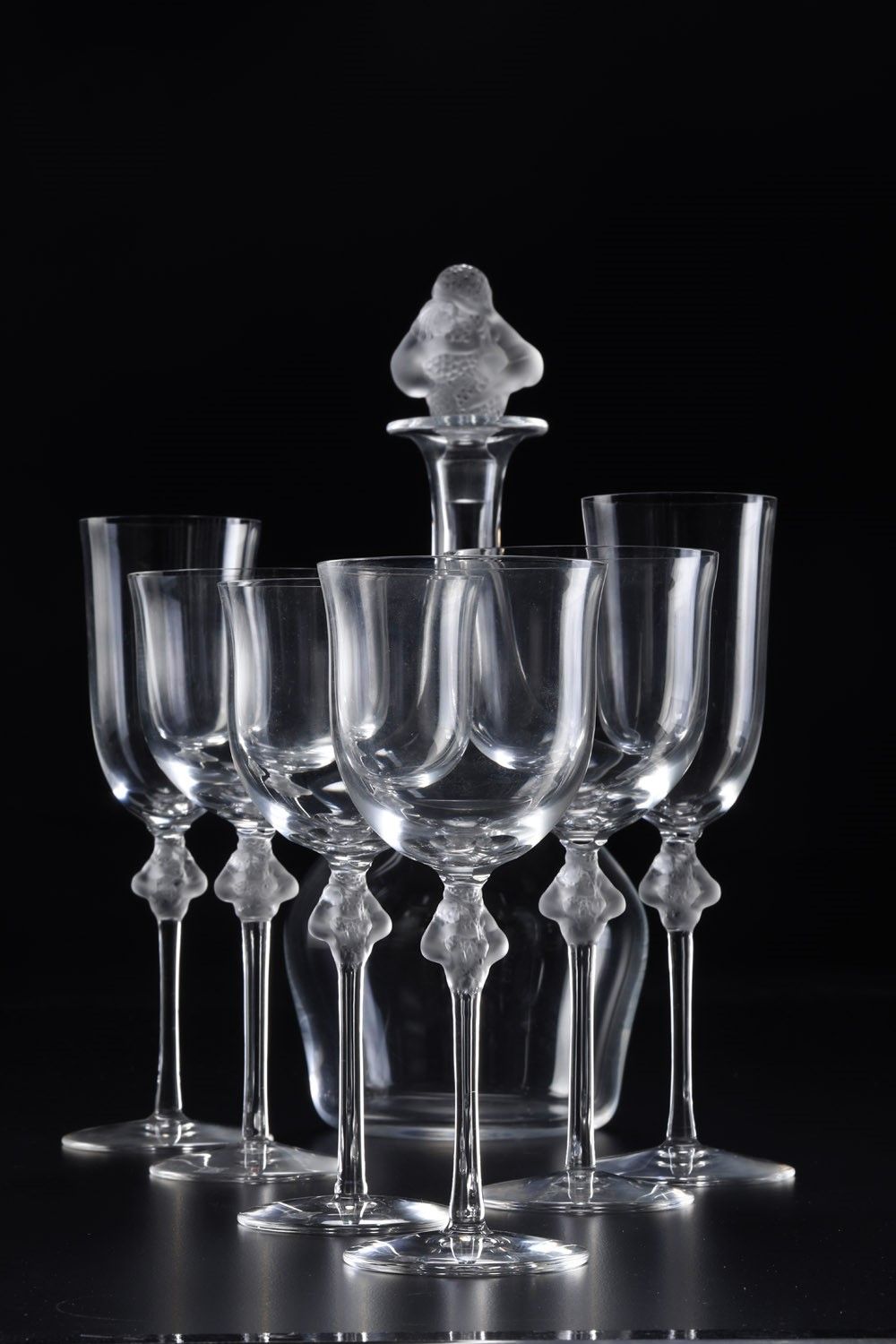 Servizio di Bicchieri “roxane”francia, Manifattura Lalique, Ultimo Terzo del Novecento