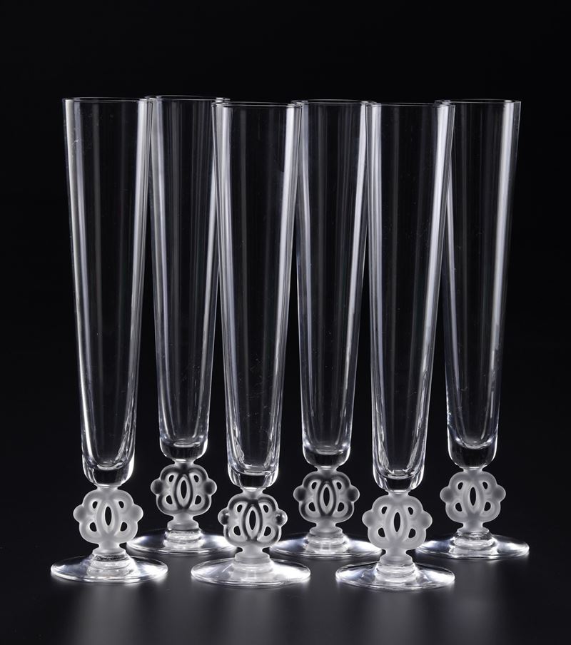 Dodici flûtes Francia, Voges, Cristallerie de Portieux, XX secolo   - Auction L'Art de la Table - Cambi Casa d'Aste