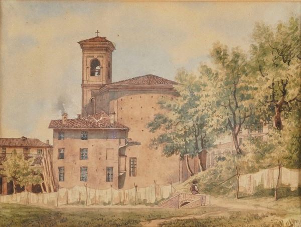 Scuola italiana, XIX secolo Veduta di abbazia