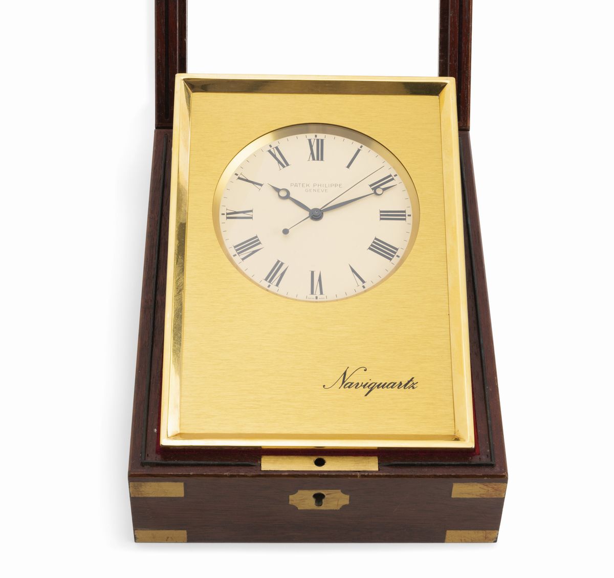 Patek Philippe - Naviquartz, Ref. 1200e Cronometro da Marina in Legno e Ottone Dorato con Custodi...