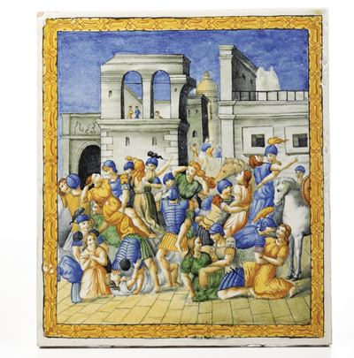 Coppia di Targheprobabilmente Pesaro, Manifattura Molaroni, Inizio XX Secolo