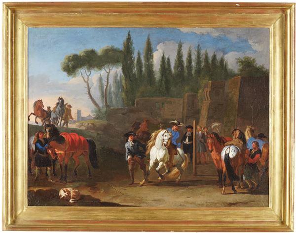Pieter Van Bloemen detto lo Stendardo - Paesaggio con cavalieri