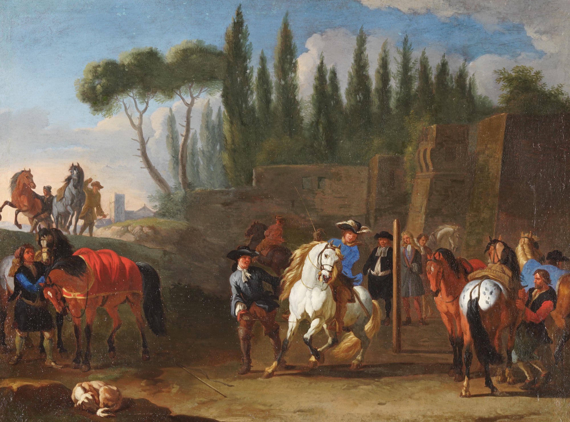 Pieter Van Bloemen Detto lo Stendardo - Paesaggio con Cavalieri
