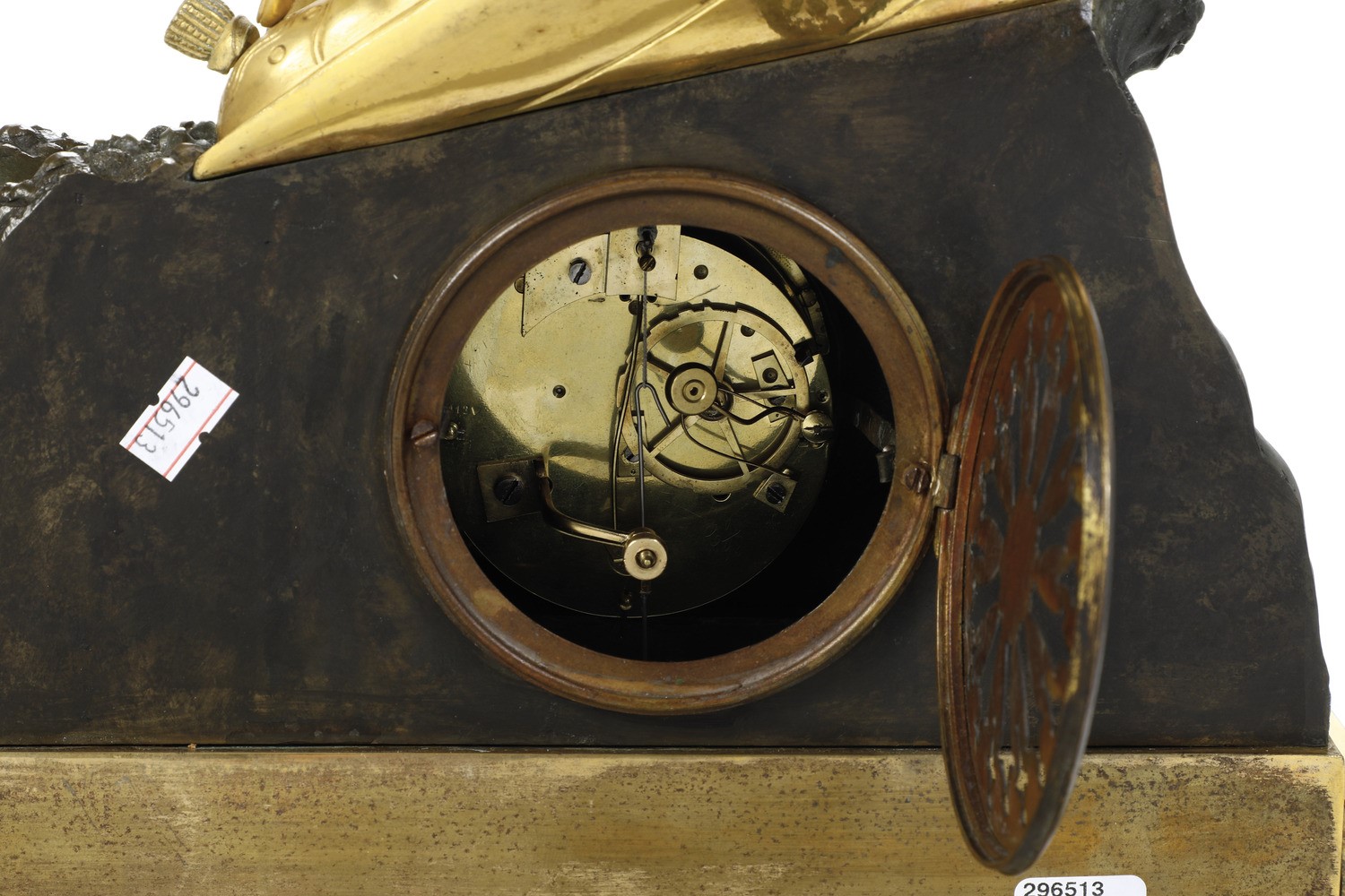 Pendola da tavolo, bronzo dorato e brunito, Francia XIX secolo