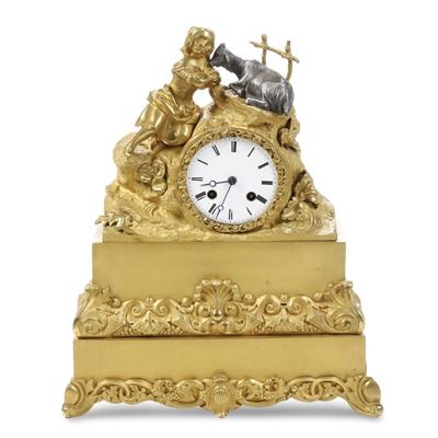 Pendola da tavolo, bronzo dorato, Francia XIX secolo