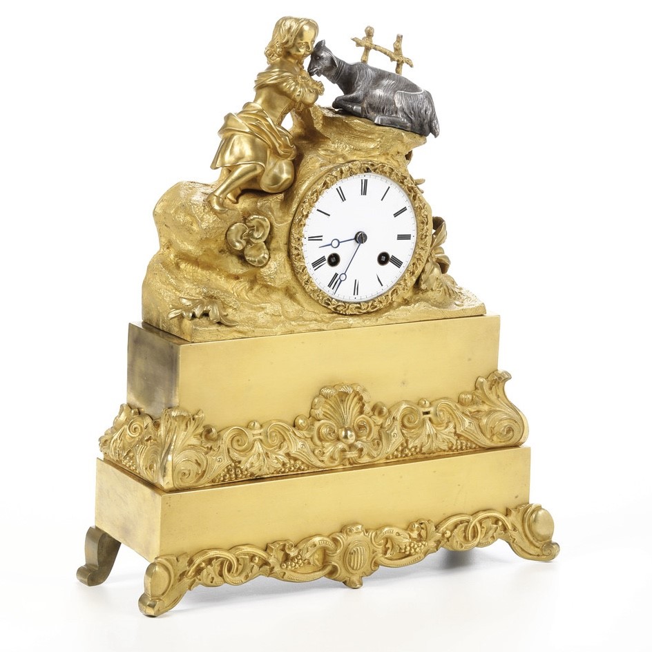 Pendola da tavolo in bronzo dorato, Francia XIX secolo