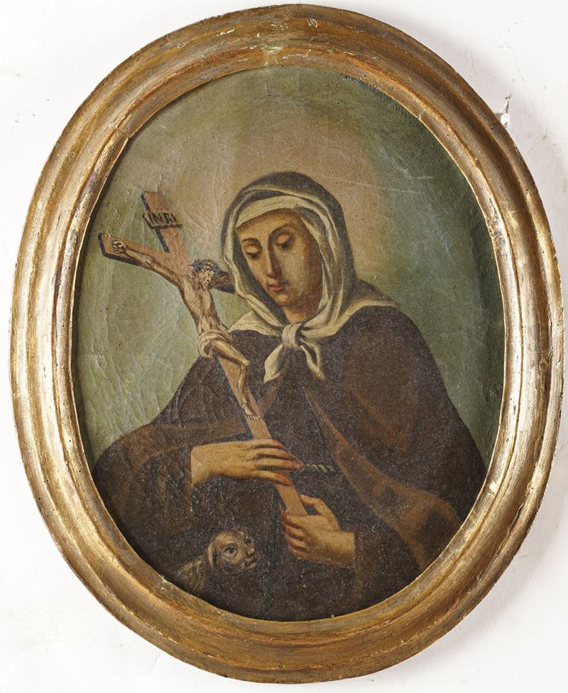 Scuola del XVIII secolo Santa Teresa d'Avila  - olio su tela ovale - Asta Dipinti Antichi - Cambi Casa d'Aste