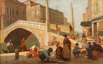 Scuola Veneta del XIX-XX Secolo Veduta di Chioggia