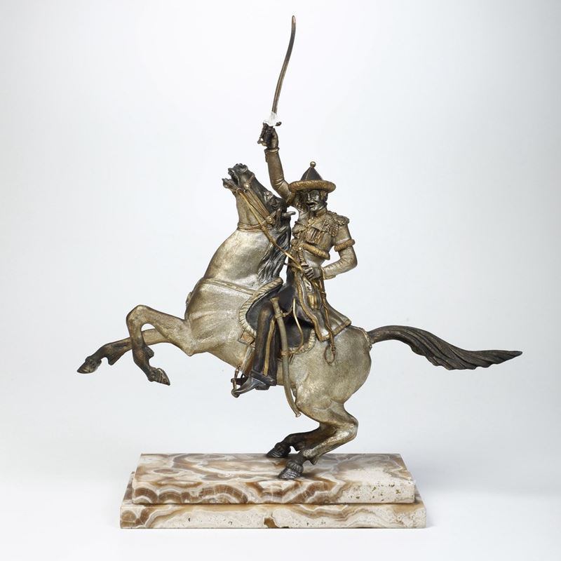 Giuseppe Vasari : Cosacco zar a cavallo  - Auction 19th-20th century sculpture - Cambi Casa d'Aste