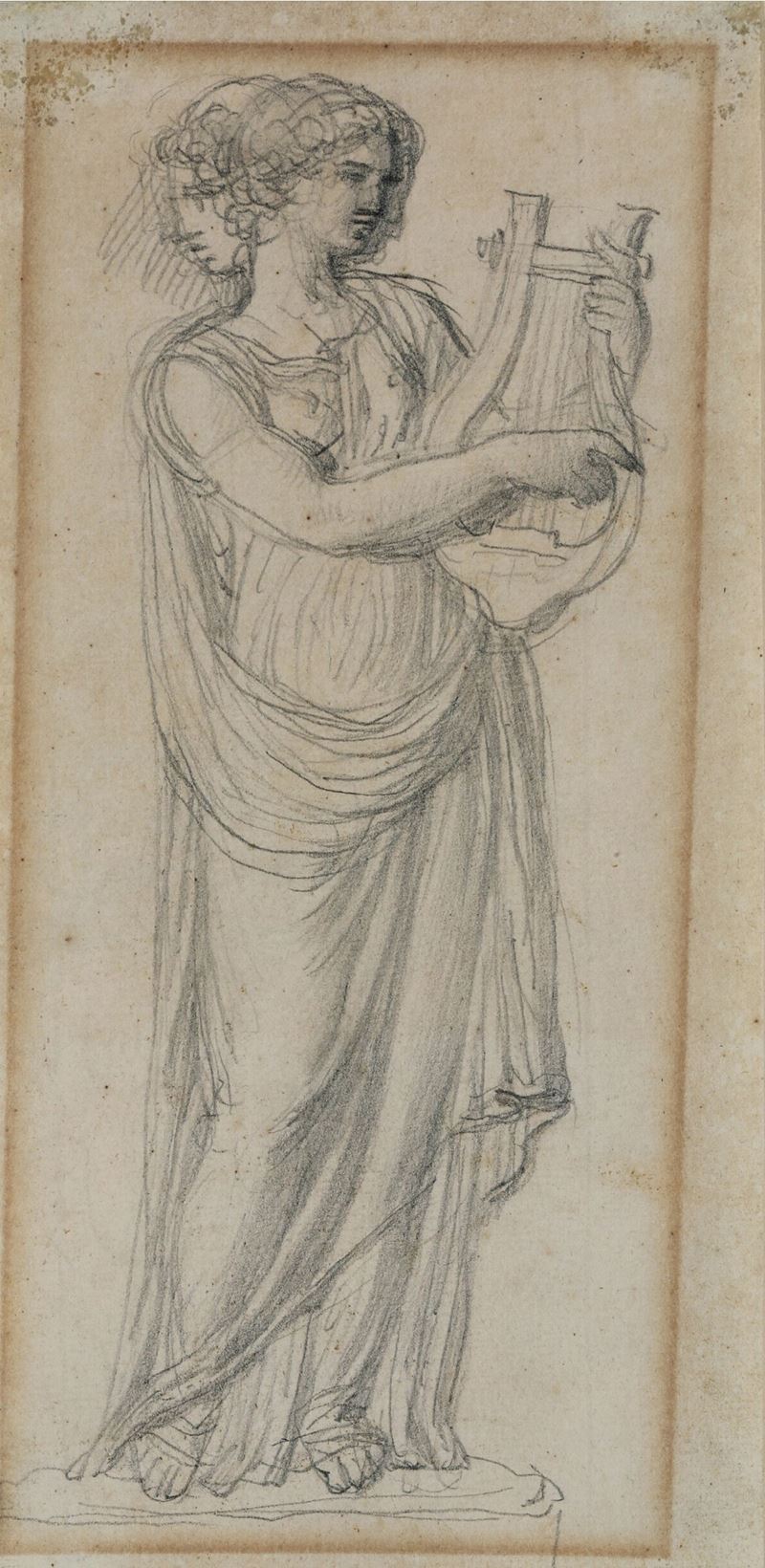 Andrea Appiani : Studio per suonatrice di cetra  - matita nera su carta - Asta Old Masters - Cambi Casa d'Aste