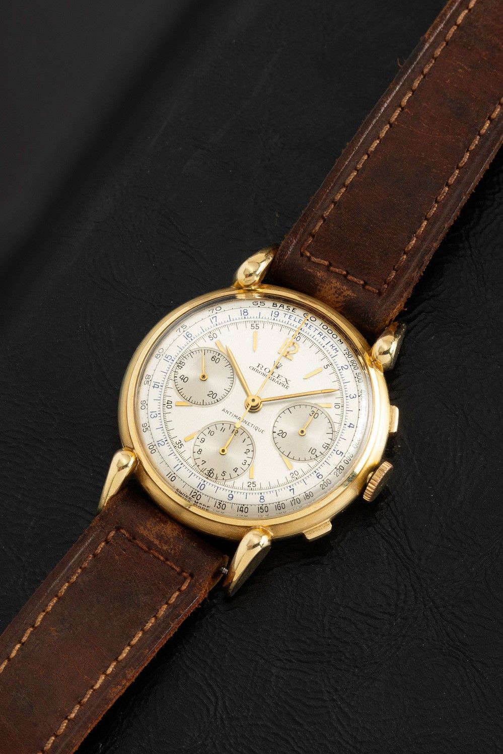 Rolex - Raro ed Eccezionale Cronografo Tre Contatori Ref 4313 con Pulsanti Quadri e Fondello a Sc...