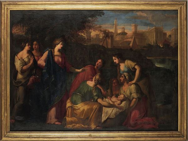 Scuola romana del XVIII secolo Mosè salvato dalle acque